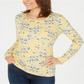 Karen Scott Women's Printed Long Sleeve Top Yellow Size S