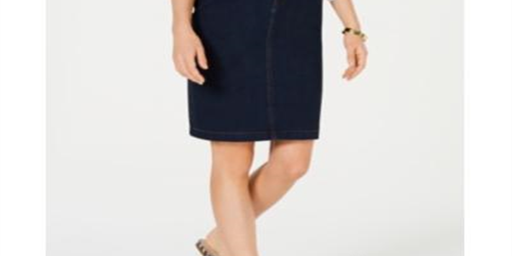 Charter Club Women's Denim Tummy Control Skirt Blue Size 14