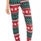 Planet Gold Women's Printed Holiday Leggings Red Size Medium
