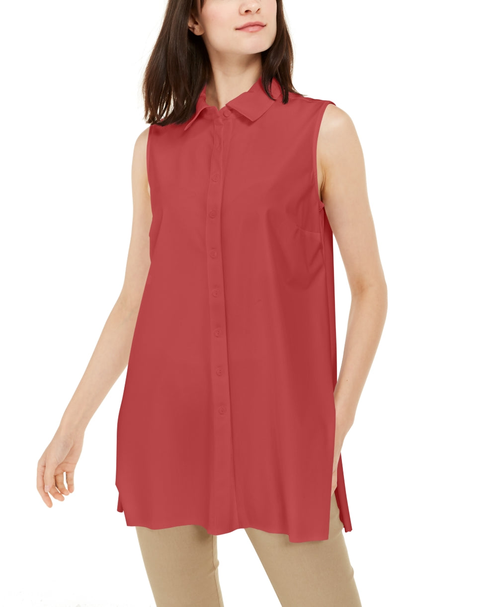 Alfani Women's Button-Down Sleeveless Button-Down Top Red Size Large