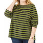 Michael Kors Women's Plus Striped Crewneck T-Shirt Green Size 0X