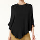 Karen Scott Women's Asymmetric Ruffled Poncho Black Size SM