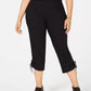 JM Collection Women's Plus Ruched Hem Cropped Pants Black Size 24W