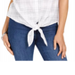 Charter Club Women's Windowpane Print Tie Waist Top White Size X-Large