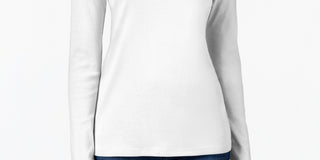 Charter Club Women's Pima Cotton Long-Sleeve Top White Size X-Large
