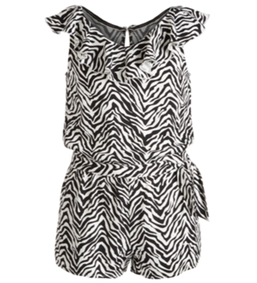 Epic Threads Big Girl's Zebra Print Wrap Romper White Size XL
