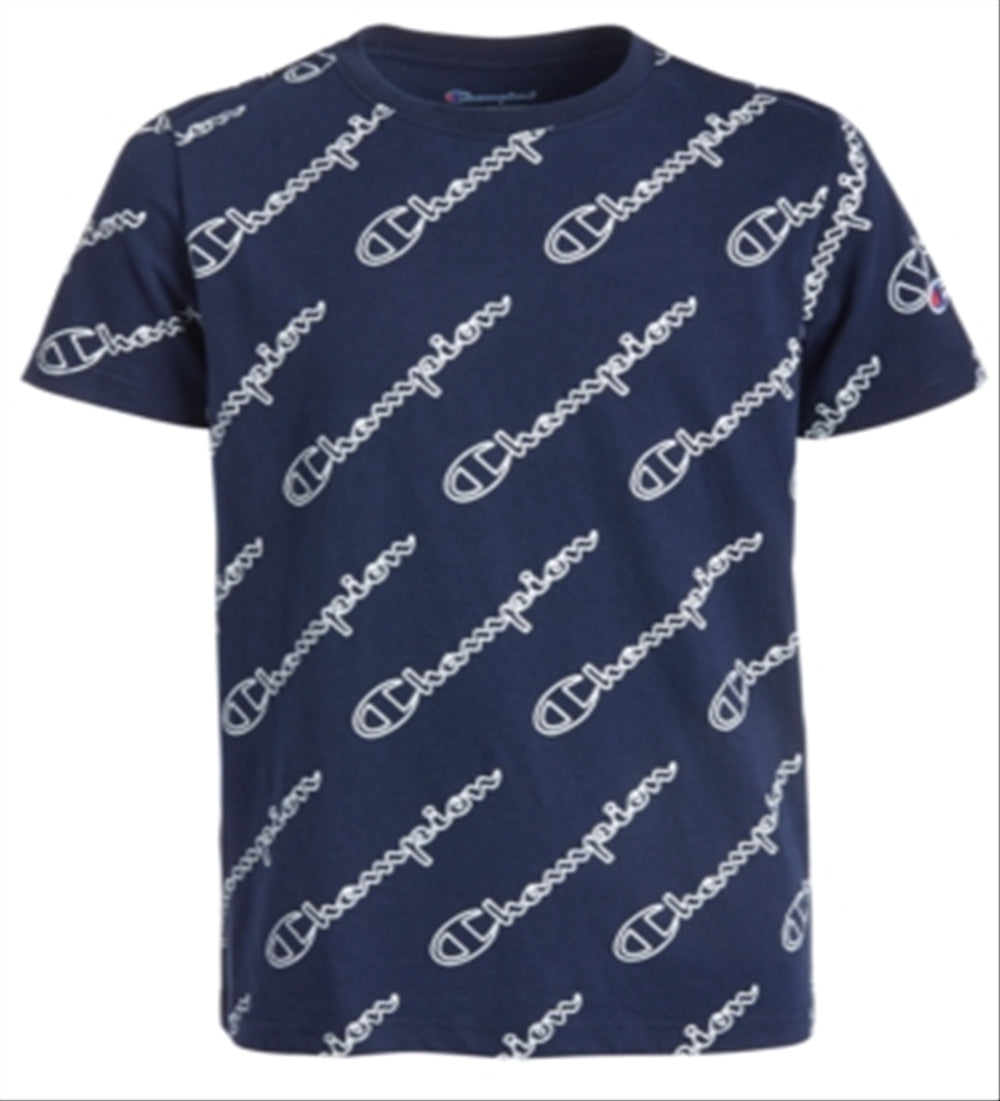 Champion Little Boy's Open Script Short Sleeve Tee Navy Size 7