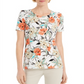 JM Collection Women's Floral Print Top White Size M
