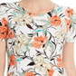 JM Collection Women's Floral Print Top White Size M