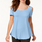 JM Collection Women's Cold Shoulder Swing T-Shirt Blue Size L