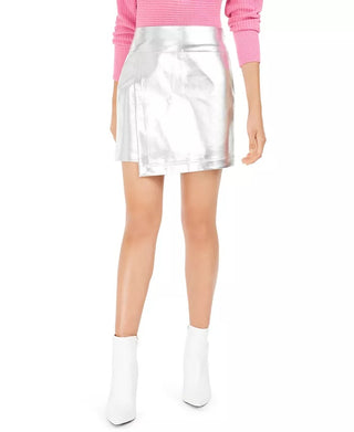 Bar III Women's Mini Pencil Party Skirt Silver Size Small