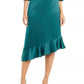 Alfani Women's Asymmetrical Ruffle Hem Skirt Green Size 4
