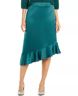 Alfani Women's Asymmetrical Ruffle Hem Skirt Green Size 4