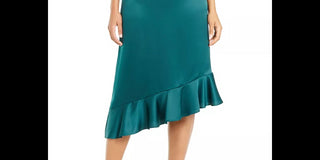 Alfani Women's Asymmetrical Ruffle Hem Skirt Green Size 4