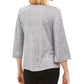 JM Collection Women's Twist Hem Keyhole Top Silver Size Small