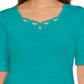 Karen Scott Women's Cotton Keyhole Top Green Size L