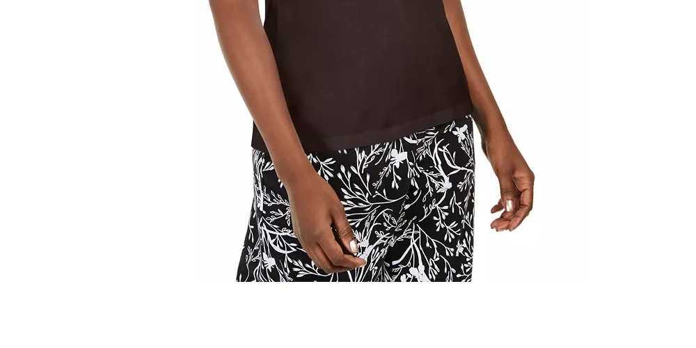 Karen Scott Women's Embellished Keyhole Tank Brown  Size Large