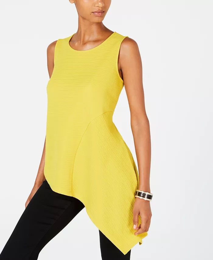 Alfani Women's Asymmetrical Hem Top Gold Size Small