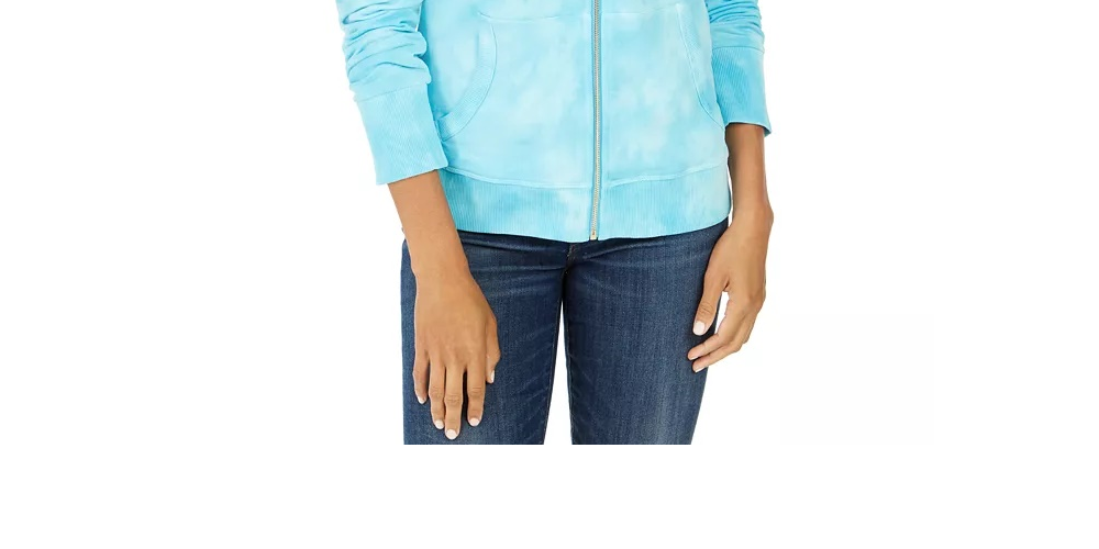 Tommy Hilfiger Women's Cotton Tie Dyed Hoodie Blue Size Small