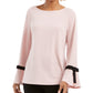 Charter Club Women's Petite Tie-Detail Crepe Top Pink Size PL