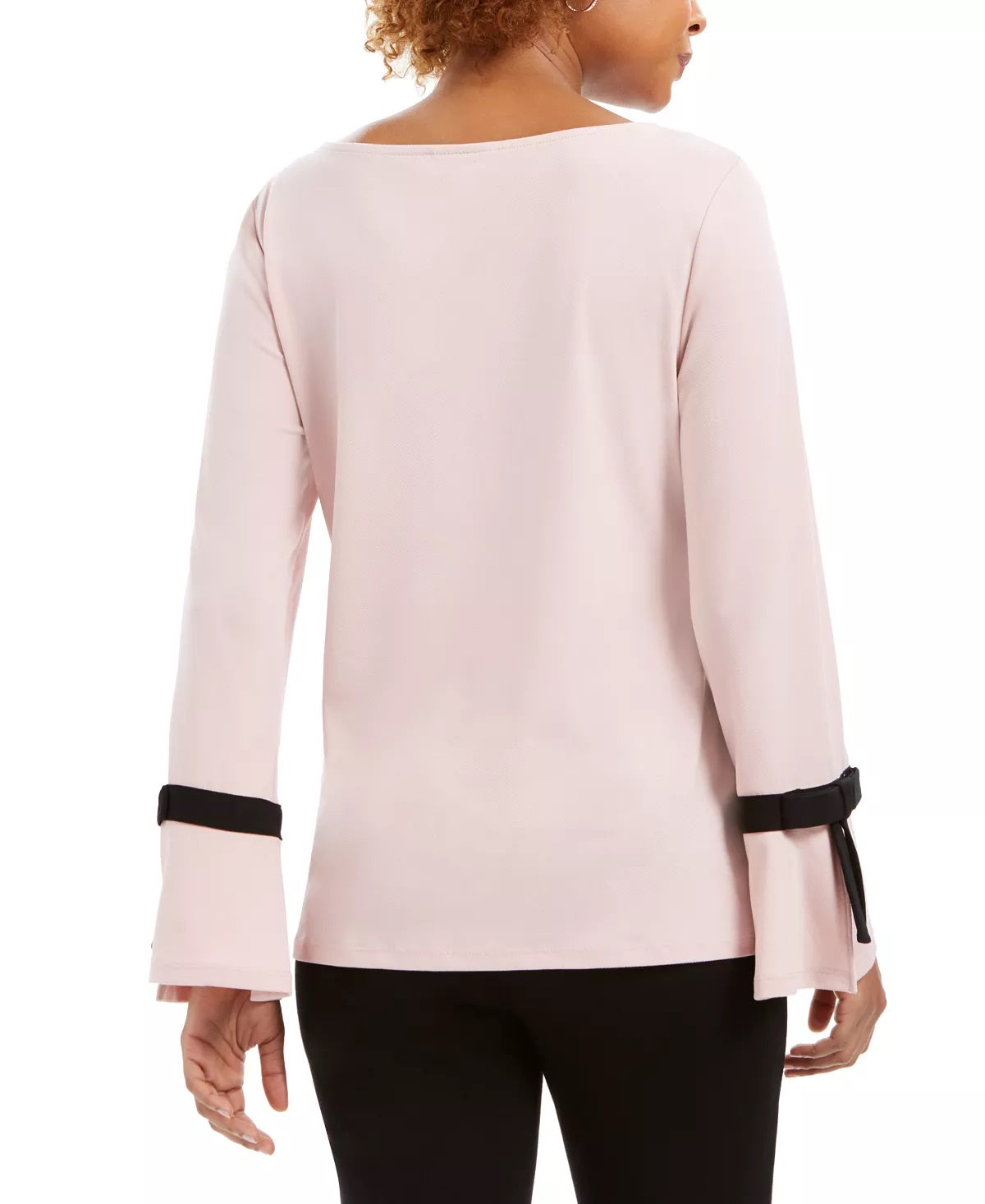 Charter Club Women's Petite Tie-Detail Crepe Top Pink Size PL