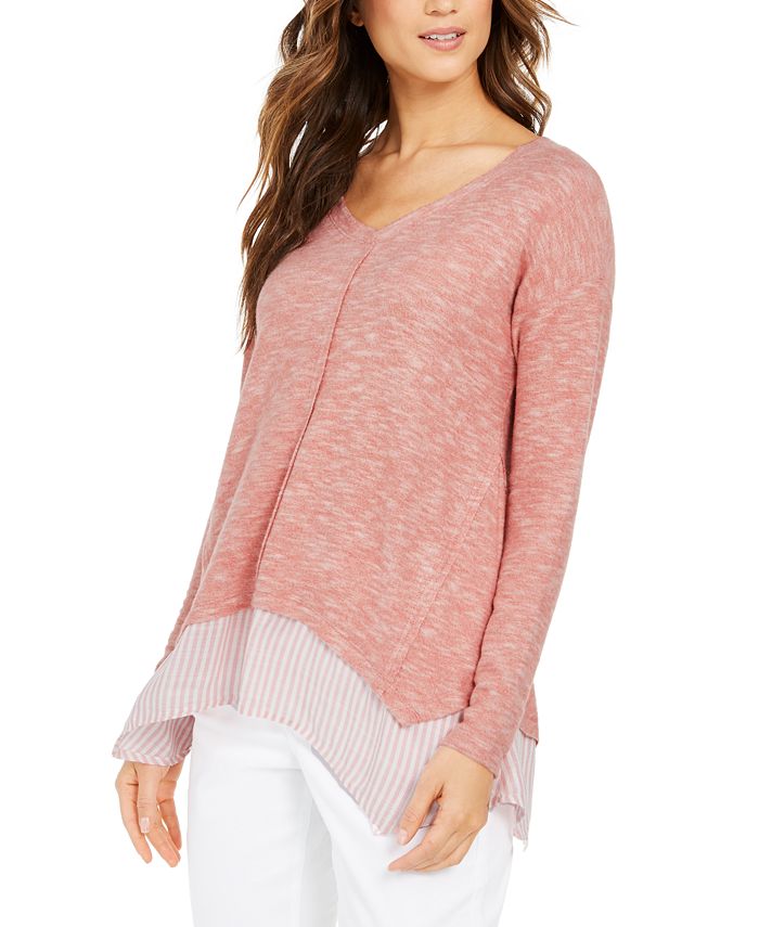 Style & Co Women's Layered Look Tunic Pink Size -L