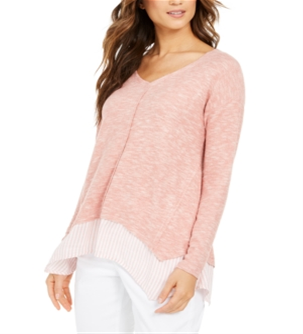 Style & Co Women's Layered Look Tunic Pink Size -L