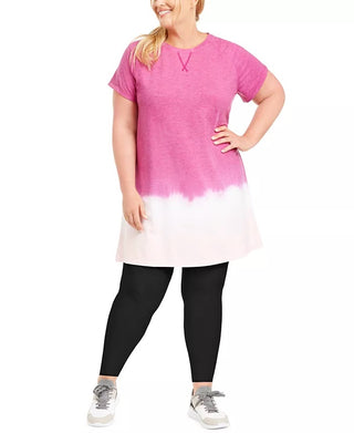 Ideology Plus Size Blurred Tie-Dyed T-Shirt Dress Pink Size 1X