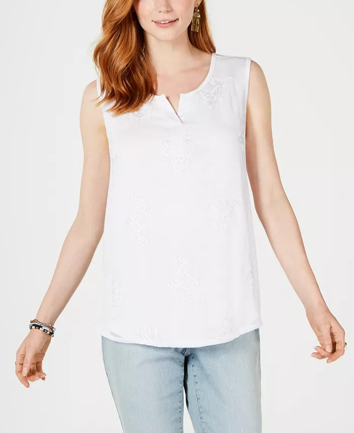 Style & Co Women's Embroidered Tank Top Pink Size Medium