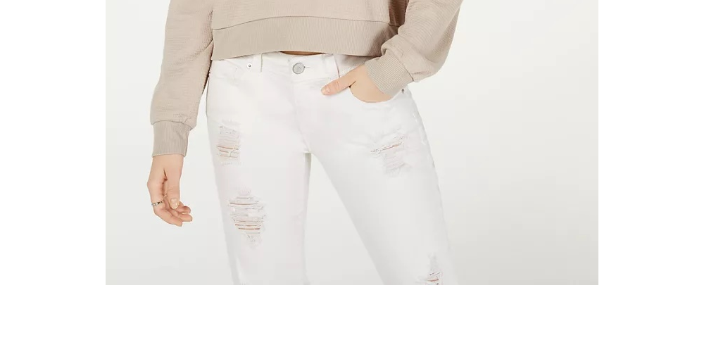 Crave Fame Juniors' Waffle Knit Quarter-Zip Top Beige Size Small