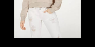 Crave Fame Juniors' Waffle Knit Quarter-Zip Top Beige Size Small