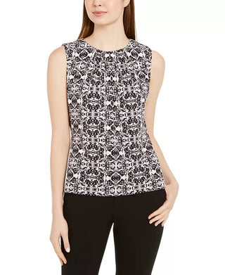 Calvin Klein Women's Printed Sleeveless Top Black Size PXS