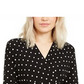 Anne Klein Women's Polka Dot 3/4 Sleeve V Neck Knee Length Fit Flare Dress Black Size Large