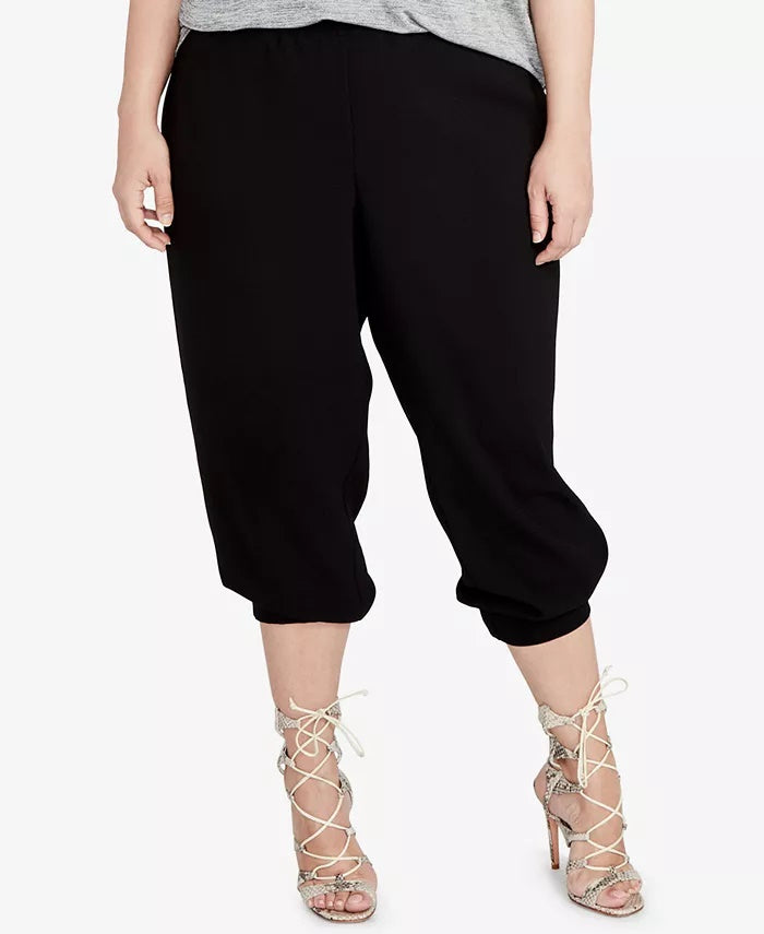 Rachel Roy Women's Trendy Plus Cropped Jogger Pants Black Size 0X