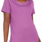 Karen Scott Women's Cotton Crochet Trim T-Shirt Purple Size Medium