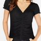 Ultra Flirt Women's Waffle Cinched Pullover Top Black Size Small