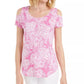 JM Collection Women's Printed Cold Shoulder Scoop Neck Top Pink Size XX-Large