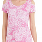 JM Collection Women's Printed Cold Shoulder Scoop Neck Top Pink Size XX-Large