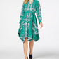 Charter Club Women's Printed Handkerchief Hem Shirtdress Green Size Petite L