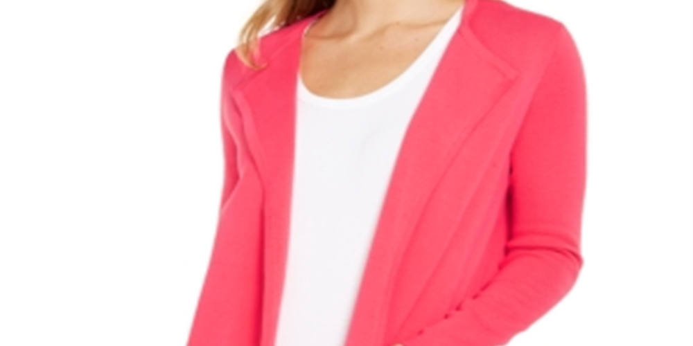 Charter Club Women's Milano Cotton Open Front Sweater Pink Size XS