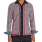 Tallia Men's Slim Fit Performance Stretch Check Long Sleeve Camp Shirt Red Size Medium
