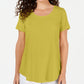 JM Collection Women's Scoop Neck Top Green Size Small