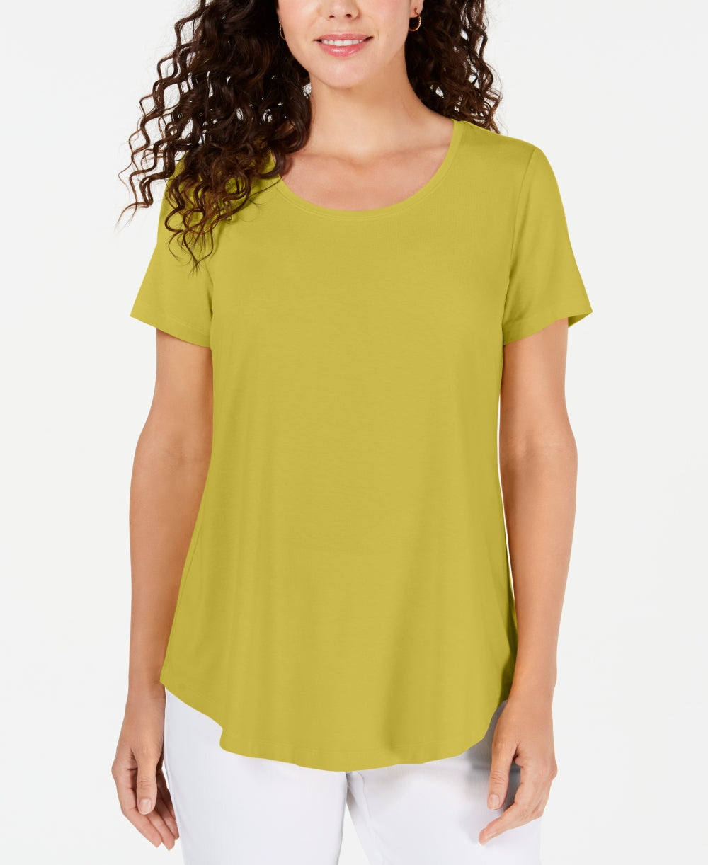 JM Collection Women's Scoop Neck Top Green Size Small