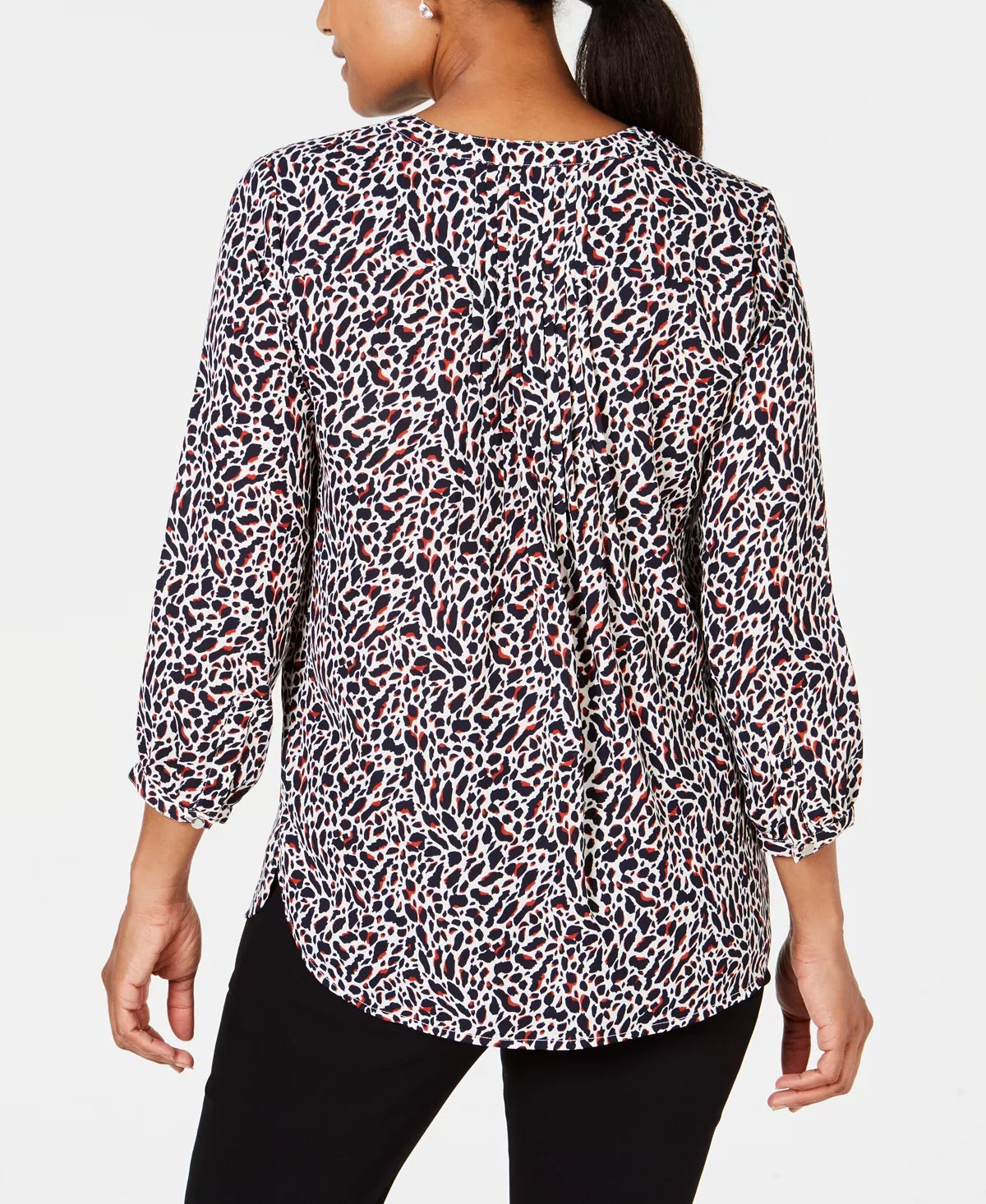 JM Collection Women's Pleated Back Blouse Blue Size Medium