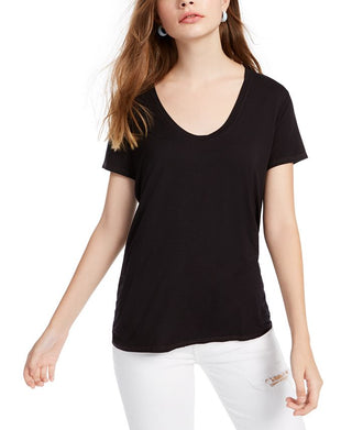 Splendid Women's Sloane Short Sleeve Rayon Jersey Scoop Neck Tee Black Size Medium