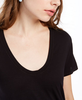 Splendid Women's Sloane Short Sleeve Rayon Jersey Scoop Neck Tee Black Size Medium