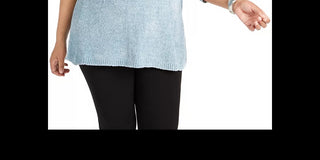 Karen Scott Women's Plus Boat Neck Chenille Sweater Blue Size 2X