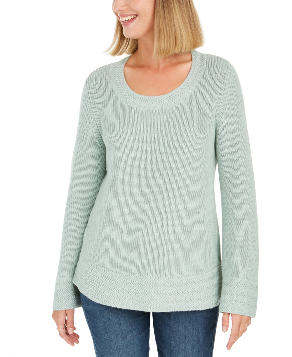 Style & Co Women's Boxy Knit Pullover Sweater Green Size Large