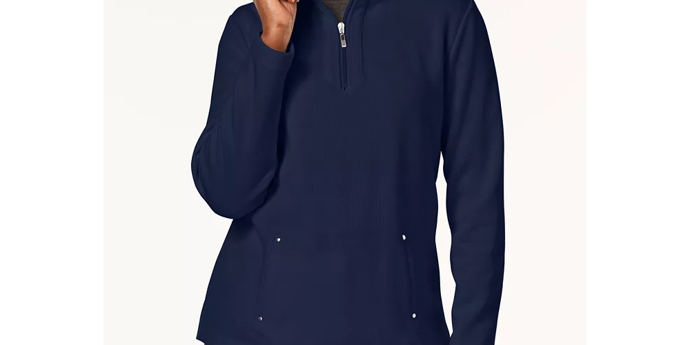 Karen Scott Women's Zip Neck Top Blue Size S