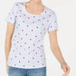 Karen Scott Women's Petite Ladybug Gingham Printed Top Blue Size Petite Small